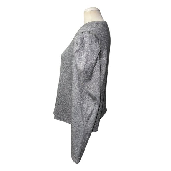 Les Serein Silver Puff Sleeve Sweater Womens Sz XXL Lightweight Rayon Blend Crew - Picture 4 of 11